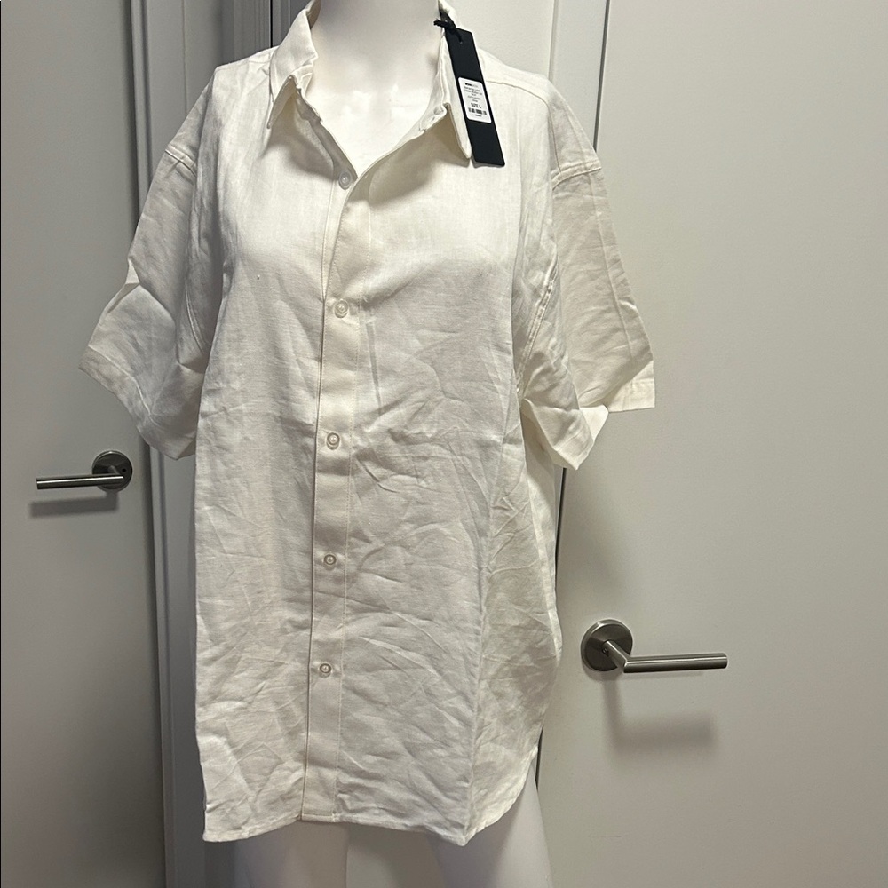 Fashion Nova White Casual Button Down Shirt